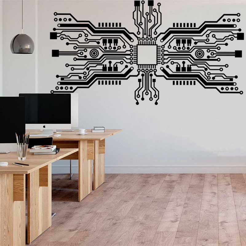 Office Tech Software - Circuit Board Chip Wall Sticker Tech