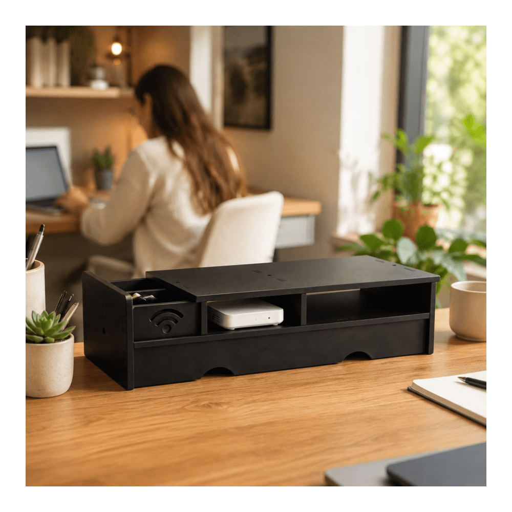 Black Matte WiFi Router Storag - Office Tech Desk review and price