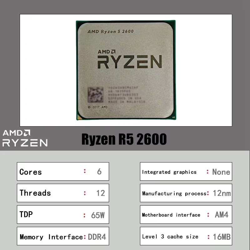 AMD Ryzen 5 2600 Tray CPU 6 Co - Amd Cpu Ryzen 5 review and price